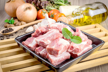 pork ribs on cutting board