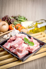 pork ribs on cutting board