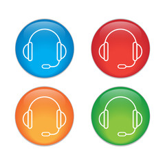 support vector icon.  headset.  Glass Button Icon Set