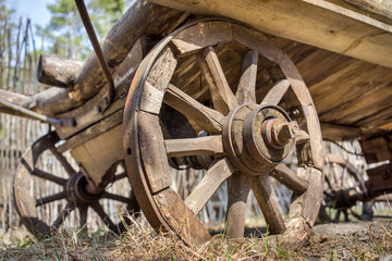old wooden waggon dray weels