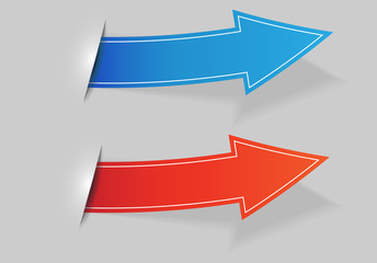 blue and red arrow / vector label