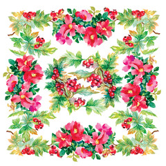 Wild flowers pattern on white background
