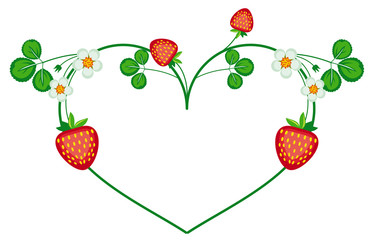 Frame with strawberry in shape of heart