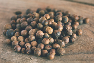 Allspice on an old wooden table