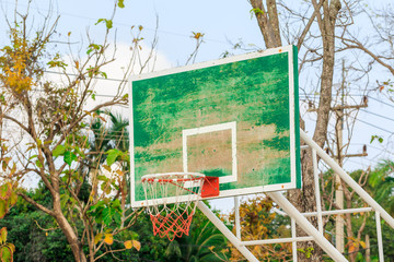 basketball hoop stand at playground in park