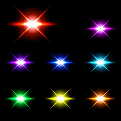 Set of Vector glowing special light effect star 2