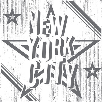 New York City grunge typography poster, t-shirt design, vector