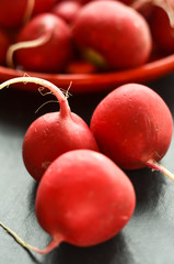 Organic radishes on a table