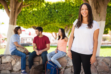 Happy girl at a university