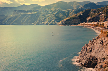 Top view of a beach on the Amalfi Coast