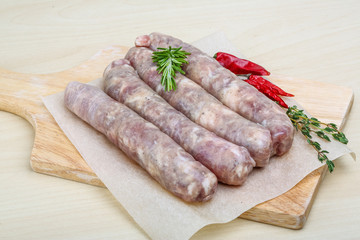 Handmade sausages for grill