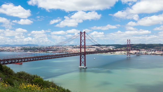 4K timelapse of 25 de Abril (April) Bridge in Lisbon - Portugal 