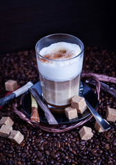Fresh hot tasty latte macchiato coffee