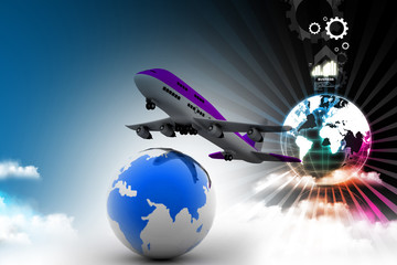 Fototapeta premium 3d Air line over globe