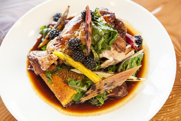 pork shank with ancho honey cornbread