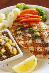 char-broiled salmon