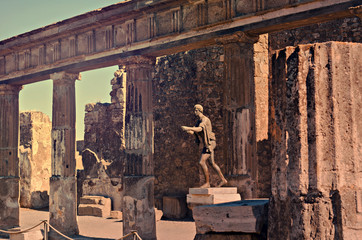 Apollo Temple and Mount Vesuvius in the background, Pompeii