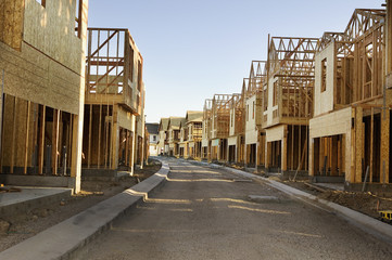 Road passing through residential construction site