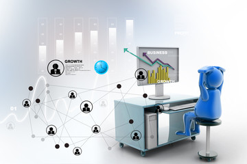Business graph on the monitor. New business growth concept