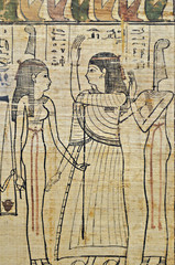 Hieroglyphics in Egyptian papyrus