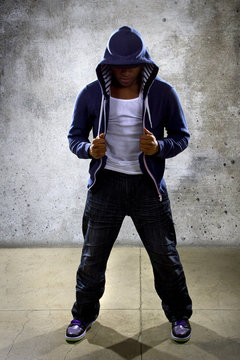 Young Black Male Dancing Hip Hop Style In An Urban Setting