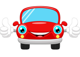 Cartoon car gives thumbs up