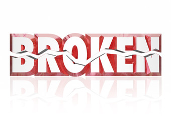 Broken Red 3d Word Injury Out of Order Service Damage Disrepair