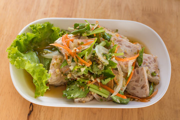 Fermented pork in spicy sauce salad