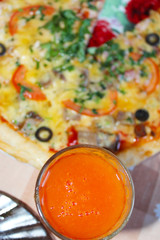 pizza with tomato juice