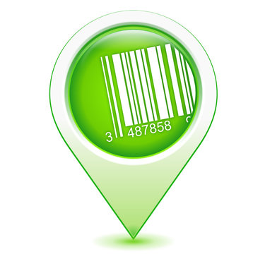 code barre sur marqueur g&eacute;olocalisation vert