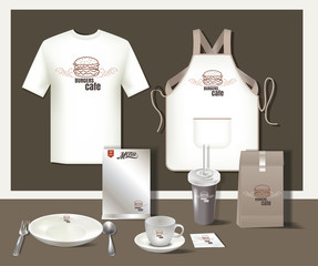 Restaurant burgers cafe set flyer, menu, package, t-shirt,cup, u - 82959120