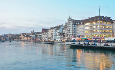 Zurich Limmat River and historic architecture