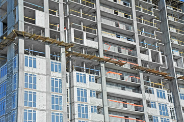 Fototapeta premium Building construction site from concrete and brick