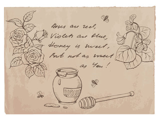 “Roses are red, violets are blue..” rhyme and drawings