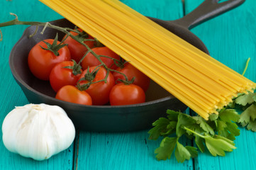 Pasta dish ingredients
