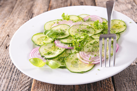 cucumber salad with onion and cooking oil
