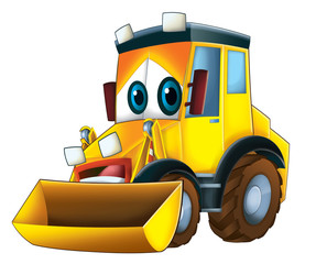 Naklejka premium Cartoon excavator - caricature - illustration 