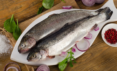 Raw Rainbow trouts