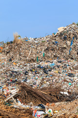 Pile of domestic garbage in landfill