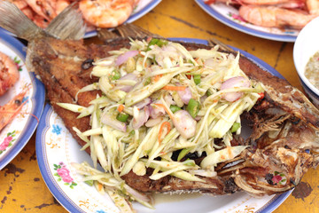 Fried Fish with Mango Salad