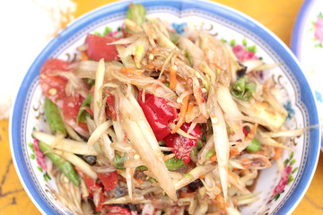 Papaya salad on the dish