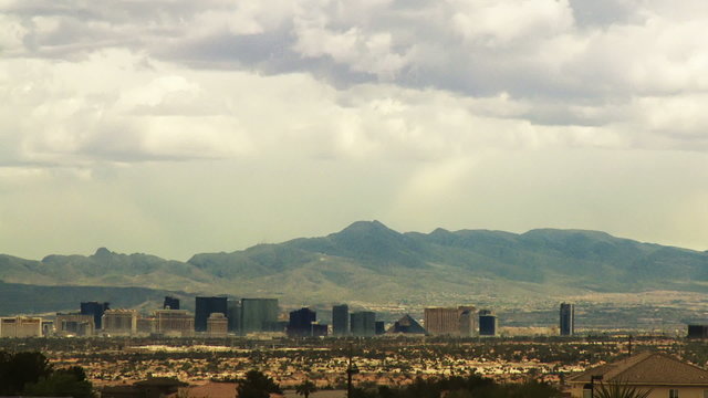 Time-lapse clouds and an approaching storm pass over Las Vegas.
