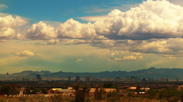 Time-lapse clouds and an approaching storm pass over Las Vegas.