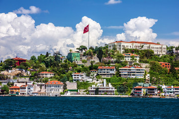 Houses of Istanbul Bosporus seafront, Turkey.