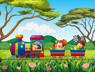 Train and children