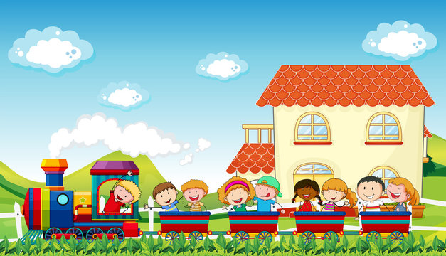 Children and train