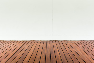 Wood plank floor and white wall, can use as vintage background