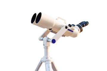 Telescope isolated on white background for search star universe,