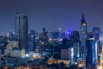 Fototapeta na wymiar Business Building Bangkok city area at twilight scene, high angl