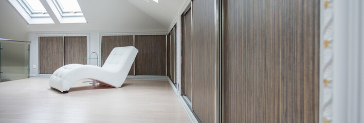 Spacious interior in the attic